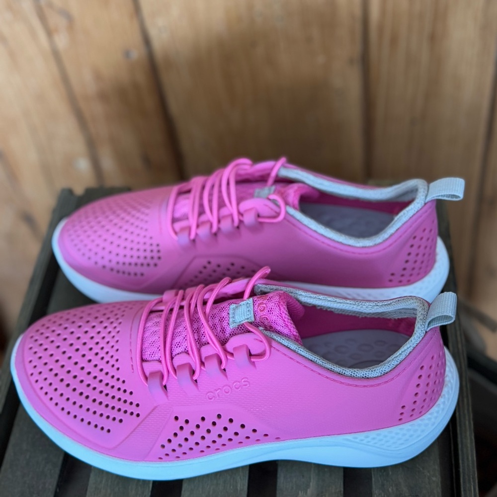 Crocs Shoes Kid's Size J4 Women’s Size 6 Literide Pacer Pink Sneaker Lightweight - Picture 7 of 9